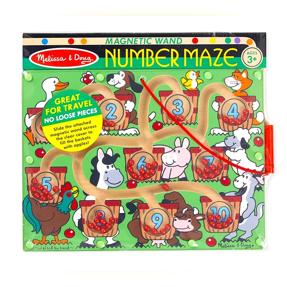 Melissa & Doug - Magnetic Number Maze Counting Toy  Wand Farm Board Toddler Kids